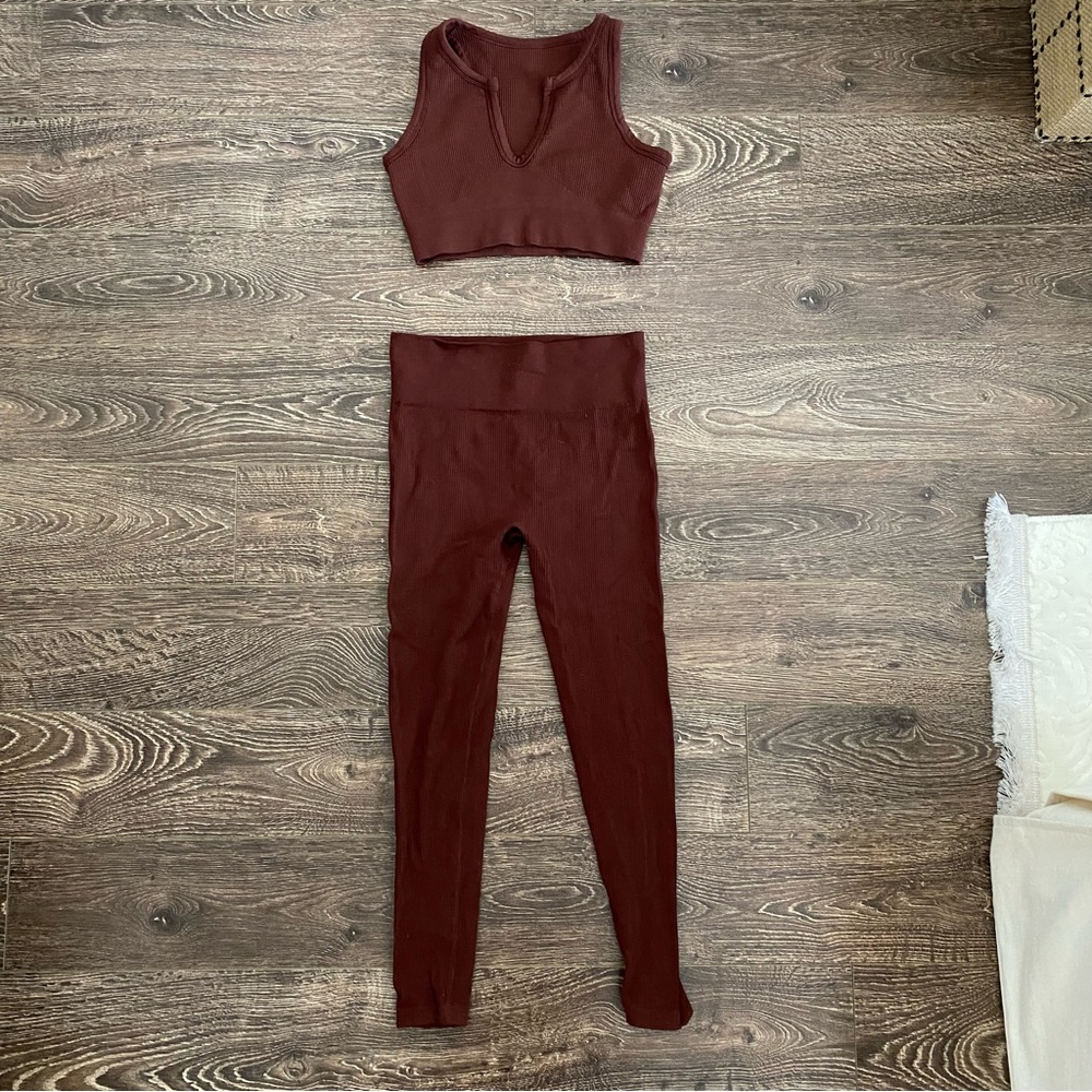 Brown Two-Piece Workout Set